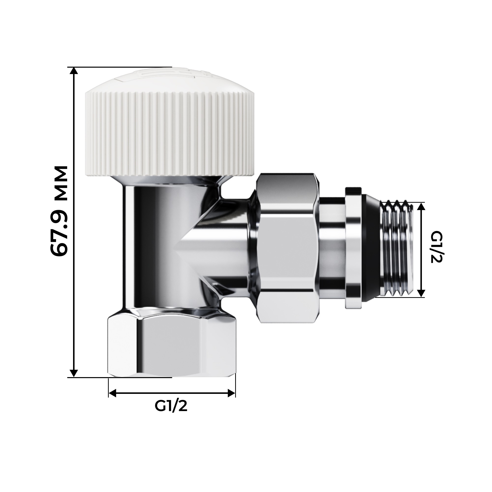 Набор термостатический угловой Royal Thermo Design 1/2"М30х1,5 (Хром)