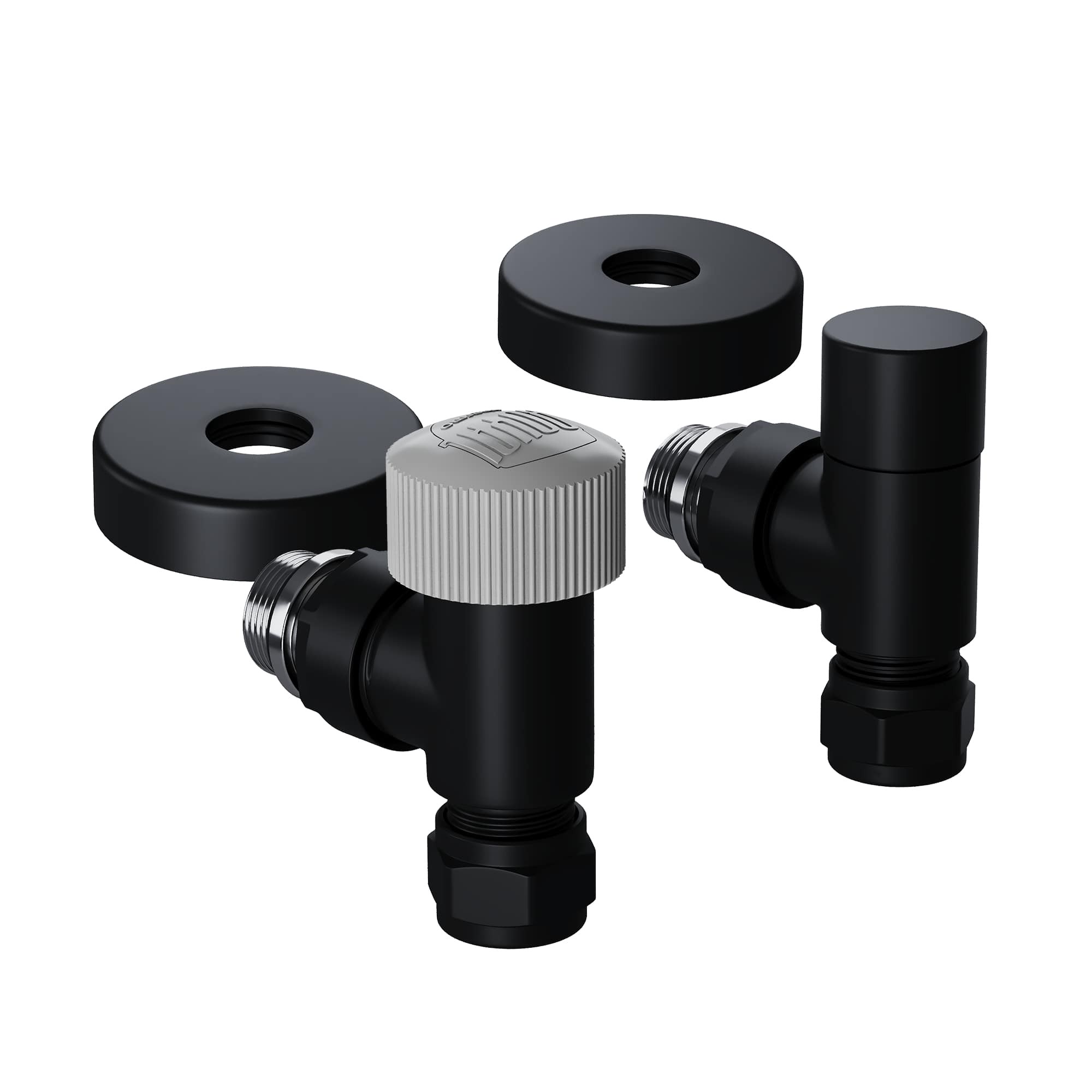Набор термостатический угловой Royal Thermo Design Pro 15мм М30х1,5 (Черный)
