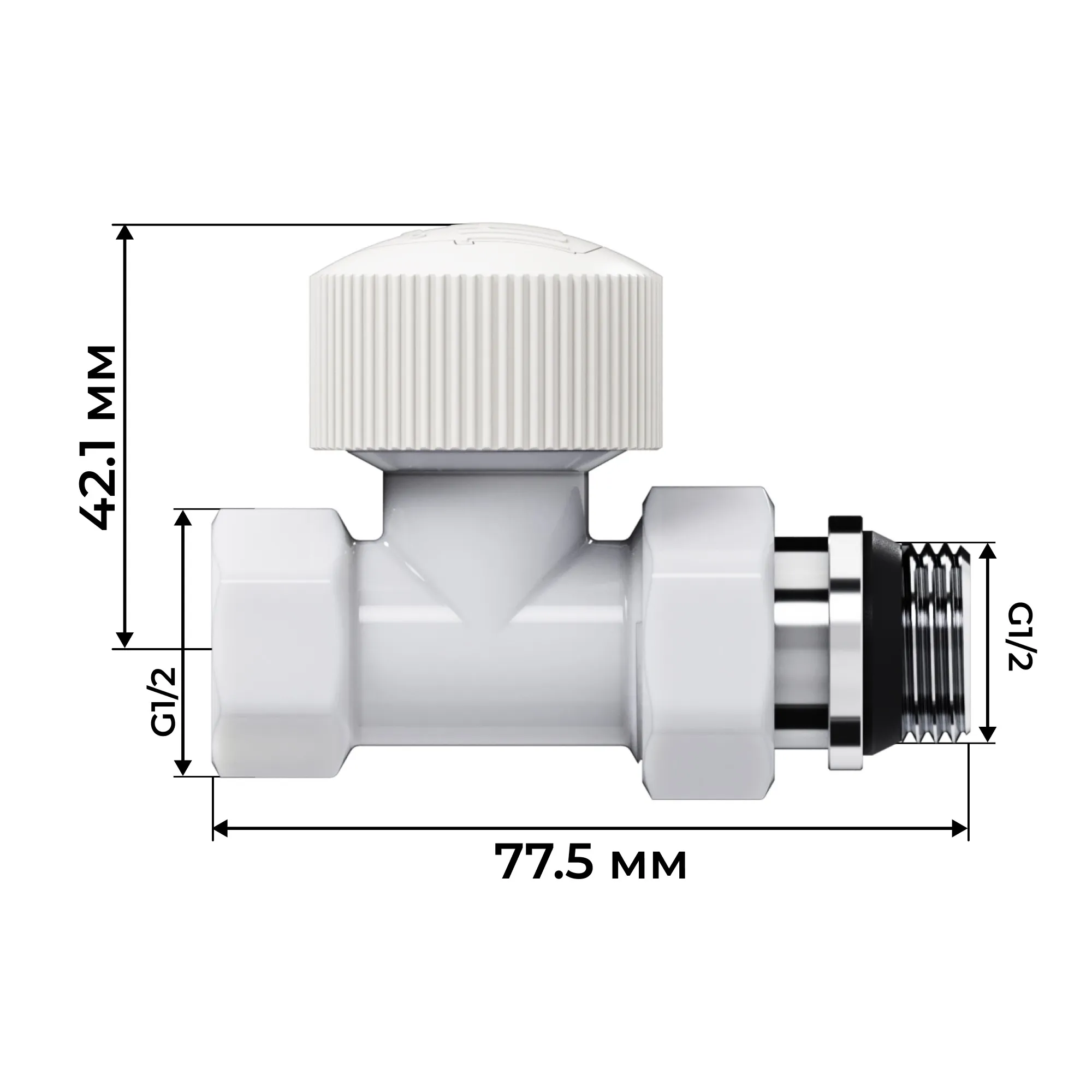 Набор термостатический прямой Royal Thermo Design 1/2"М30х1,5 (Белый)