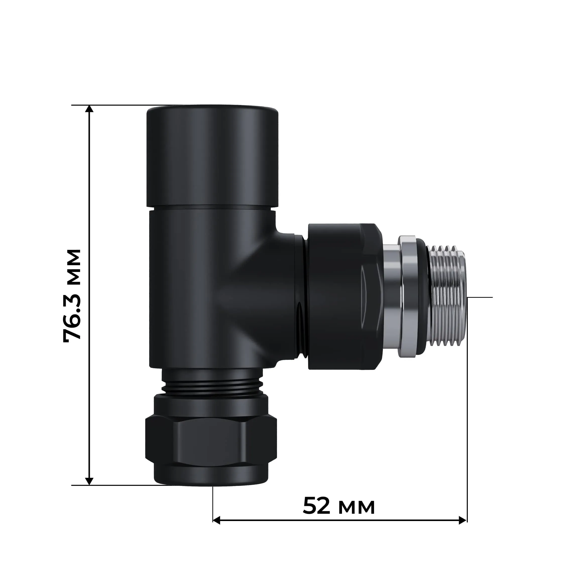 Набор термостатический трехосевой Royal Thermo Design Pro 15мм М30х1,5 (Черный)